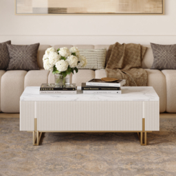 Grovyn Fluted  Lift-Top Coffee Table with 2 Drawers-120 cm - thumbnail 2