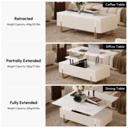 Grovyn Fluted  Lift-Top Coffee Table with 2 Drawers-120 cm - thumbnail 4