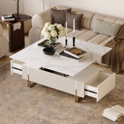 Grovyn Fluted  Lift-Top Coffee Table with 2 Drawers-120 cm - thumbnail 3