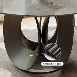 "51"" Round Gray Dining Table with Faux Marble Top & Carbon Steel Base" - thumbnail 7