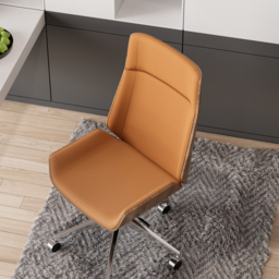 Brown Faux Leather Office Chair Desk Chair with Wheels & Adjustable Height - thumbnail 3