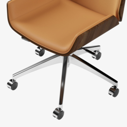 Brown Faux Leather Office Chair Desk Chair with Wheels & Adjustable Height - thumbnail 6