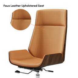 Brown Faux Leather Office Chair Desk Chair with Wheels & Adjustable Height - thumbnail 9