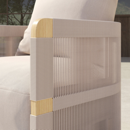 Costra Garden Aluminium & Rope Weave Swivel Lounge Chair in Ivory, Set of 4 - thumbnail 7