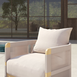 Costra Garden Aluminium & Rope Weave Swivel Lounge Chair in Ivory, Set of 4 - thumbnail 6
