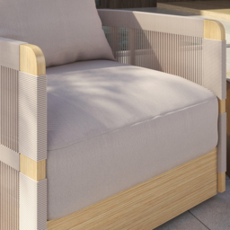 Costra Garden Aluminium & Rope Weave Swivel Lounge Chair in Ivory, Set of 4 - thumbnail 8