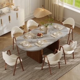 Japandi 160 - 200 cm Oval Extendable Natural Dining Table Butterfly Leaf, Seats 4-6 - thumbnail 2