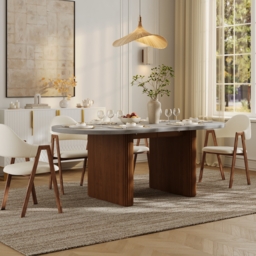 Japandi 160 - 200 cm Oval Extendable Natural Dining Table Butterfly Leaf, Seats 4-6 - thumbnail 5
