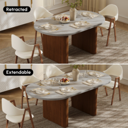 Japandi 160 - 200 cm Oval Extendable Natural Dining Table Butterfly Leaf, Seats 4-6 - thumbnail 6