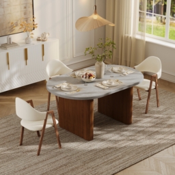 Japandi 160 - 200 cm Oval Extendable Natural Dining Table Butterfly Leaf, Seats 4-6 - thumbnail 3