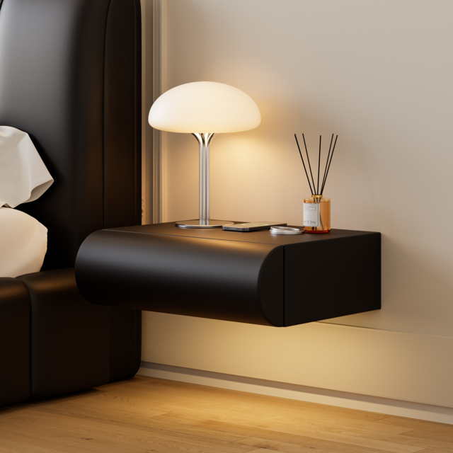 Humply Floating Smart Nightstand 1 Drawer Bedside Table in White Set of 2 - image 1