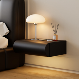 Humply Floating Smart Nightstand 1 Drawer Bedside Table in White Set of 2