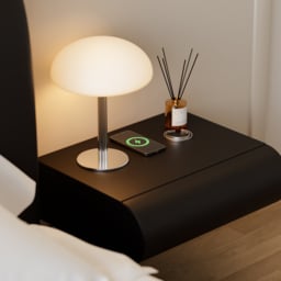 Humply Floating Smart Nightstand 1 Drawer Bedside Table in White Set of 2 - thumbnail 3