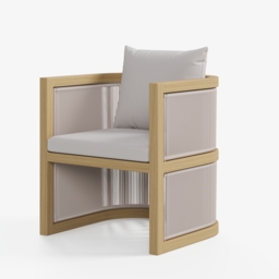 Wevara 2 Pieces Modern Aluminium & Ropes Outdoor Patio Dining Chair Set in Walnut & Oatmeal - thumbnail 9