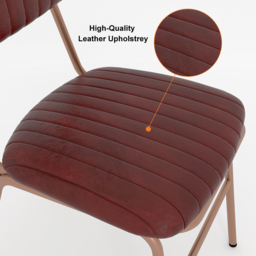Set of 2 Modern Dining Chairs with Faux Leather Upholstered in Wine Red - thumbnail 6