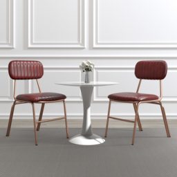 Set of 2 Modern Dining Chairs with Faux Leather Upholstered in Wine Red - thumbnail 2