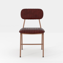 Set of 2 Modern Dining Chairs with Faux Leather Upholstered in Wine Red - thumbnail 4