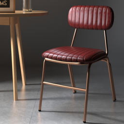 Set of 2 Modern Dining Chairs with Faux Leather Upholstered in Wine Red - thumbnail 1