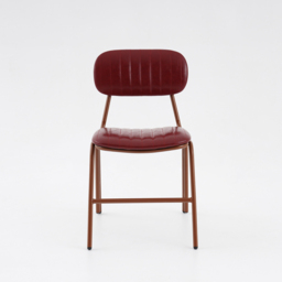 Set of 2 Modern Dining Chairs with Faux Leather Upholstered in Wine Red - thumbnail 8