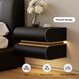 Humply Floating Leather 2-Drawer Smart LED Nightstand with Sintered Stone Top - thumbnail 9