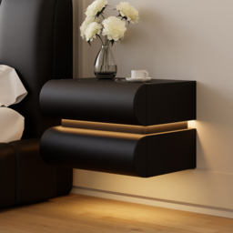 Humply Floating Leather 2-Drawer Smart LED Nightstand with Sintered Stone Top - thumbnail 3