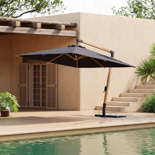 Tevara 300 cm Patio Cantilever Umbrella Adjustable Height Outdoor Sun Umbrella for Pool / Beach in Grey - image 1