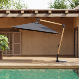 Tevara 300 cm Patio Cantilever Umbrella Adjustable Height Outdoor Sun Umbrella for Pool / Beach in Grey - thumbnail 3