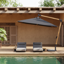 Tevara 300 cm Patio Cantilever Umbrella Adjustable Height Outdoor Sun Umbrella for Pool / Beach in Grey - thumbnail 5