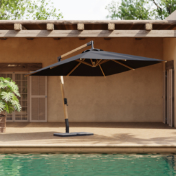 Tevara 300 cm Patio Cantilever Umbrella Adjustable Height Outdoor Sun Umbrella for Pool / Beach in Grey - thumbnail 2