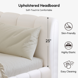 Humply Modern Leather Queen Bed Frame with Upholstered Headboard - thumbnail 6