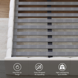 Humply Modern Leather Queen Bed Frame with Upholstered Headboard - thumbnail 8