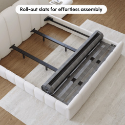 Humply Modern Leather Queen Bed Frame with Upholstered Headboard - thumbnail 7