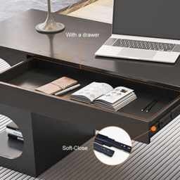 Modern Black Writing Desk Office Desk with 1 Drawer & 4 Open Shelves Office Furniture (1630mm) - thumbnail 7