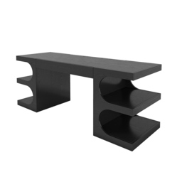 Modern Black Writing Desk Office Desk with 1 Drawer & 4 Open Shelves Office Furniture (1630mm) - thumbnail 6