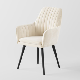 Set of 2 Modern Dining Chair Velvet Upholstered Beige Dining Chairs With Arms - thumbnail 9