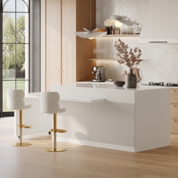 81''-112'' Modern Extendable White Sintered Stone Kitchen Island with Doors and Drawers - thumbnail 8
