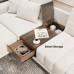 320 cm L-Shaped White Modular Sectional Sofa Channel Tufted Chaise with Ottoman & Storage - thumbnail 6