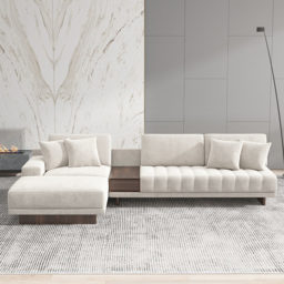 320 cm L-Shaped White Modular Sectional Sofa Channel Tufted Chaise with Ottoman & Storage - thumbnail 4
