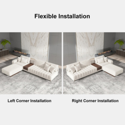 320 cm L-Shaped White Modular Sectional Sofa Channel Tufted Chaise with Ottoman & Storage - thumbnail 8