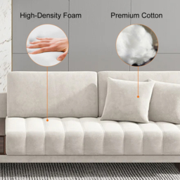 320 cm L-Shaped White Modular Sectional Sofa Channel Tufted Chaise with Ottoman & Storage - thumbnail 9
