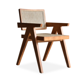 Archic Walnut Japandi Rattan Dining Chair with Solid Wood Frame 4-Pieces - thumbnail 5