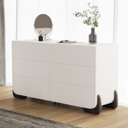 Boucle Curva 1600 mm White 6 Drawer Smart Dresser Chest - thumbnail 1