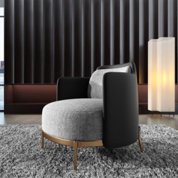 Black & Gray Modern Accent Chair with Linen Upholstery for Living Room - thumbnail 1