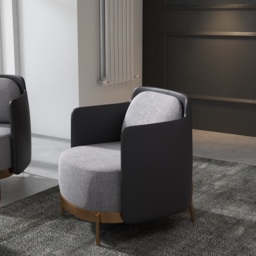 Black & Gray Modern Accent Chair with Linen Upholstery for Living Room - thumbnail 9