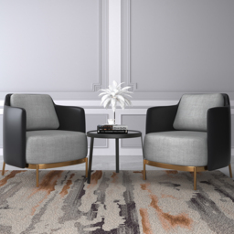 Black & Gray Modern Accent Chair with Linen Upholstery for Living Room - thumbnail 4