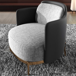 Black & Gray Modern Accent Chair with Linen Upholstery for Living Room - thumbnail 8
