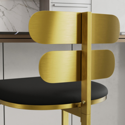 Modern PU Leather Black Counter Stools with Back Breakfast Kitchen Counter Stool - thumbnail 7