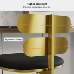 Modern PU Leather Black Counter Stools with Back Breakfast Kitchen Counter Stool - thumbnail 9
