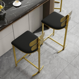 Modern PU Leather Black Counter Stools with Back Breakfast Kitchen Counter Stool - thumbnail 6