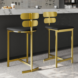 Modern PU Leather Black Counter Stools with Back Breakfast Kitchen Counter Stool - thumbnail 2